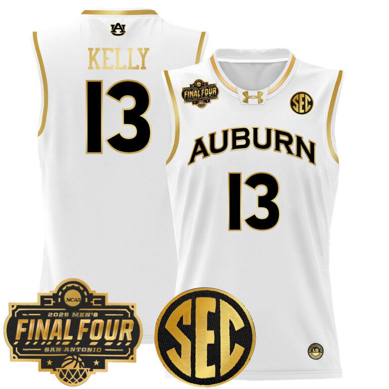 Men Auburn Tigers #13 Kelly white 2025 Final Four Patch Lightweight  NCAA Jersey